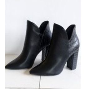 Brand New Cupid Black Snakeskin Booties